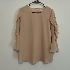 Calvin Klein blush ruffle sleeve blouse